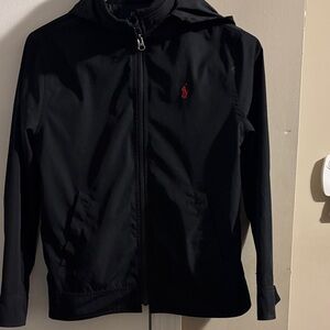 Polo by Ralph Lauren Black Hooded Raincoat with Red Pony